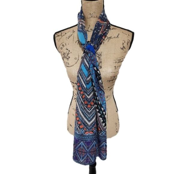 Chico's blue purple and teal tones contemporary‎ rectangular scarf - Picture 1 of 5
